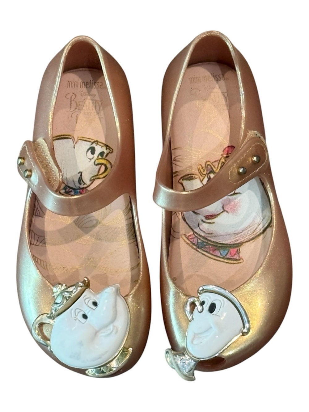 Mini Melissa Ultragirl Beauty and the Beast Rose Gold Shoes